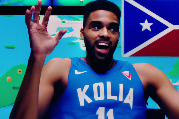 Karl-Anthony Towns reacts to the Dominican Republic stunning Philippines