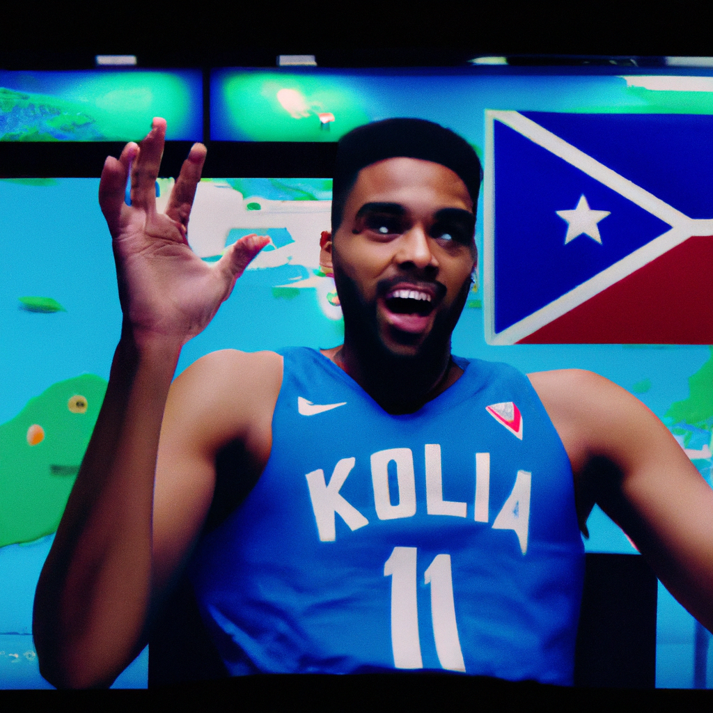 Karl-Anthony Towns reacts to the Dominican Republic stunning Philippines