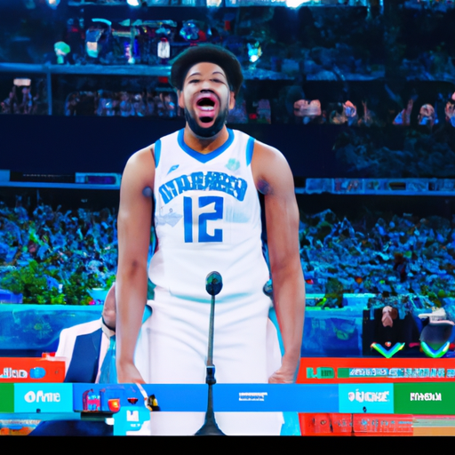 Karl-Anthony Towns reacts to the Dominican Republic taking the lead in Group A