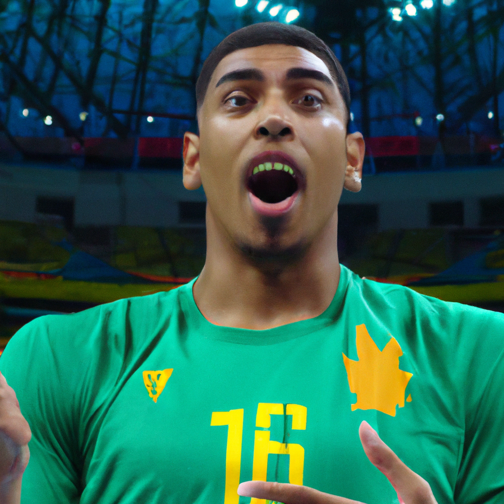 Bruno Caboclo reacts to Brazil’s impressive performance against Iran