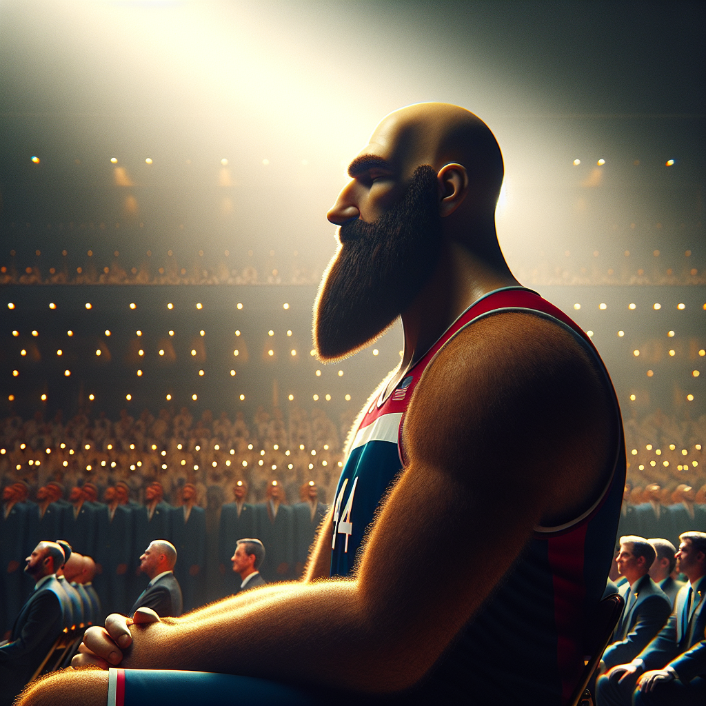 LeBron James sits during the National Anthem